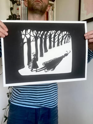 Image of original paper cut-out "Flyboy in the forest"