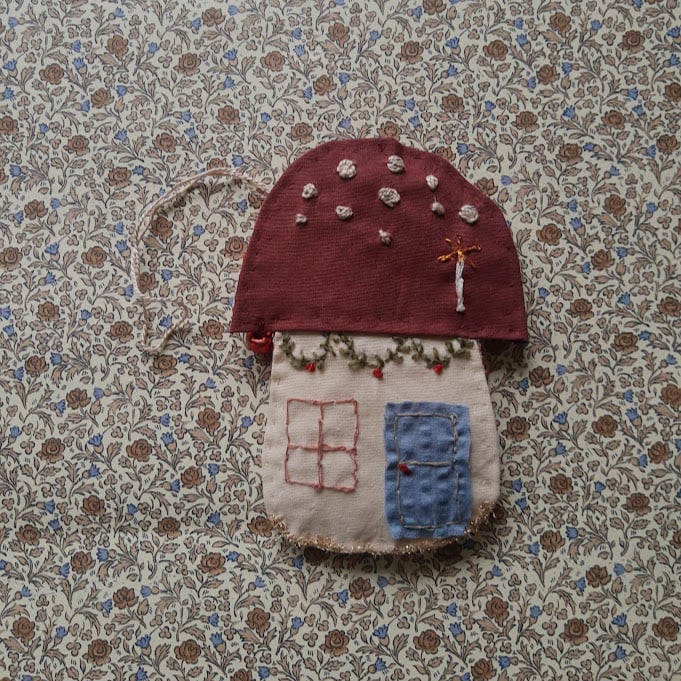 Image of Mushroom house Christmas ornament 2