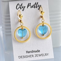 Image 1 of Gold Hoops and Hearts Earrings