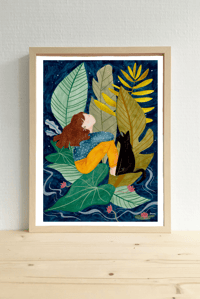 Affiche Chat Plantes Constellation Tropicale