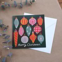 Image 2 of Bright Retro Baubles Christmas Card