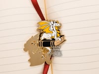 Image 2 of Book Dragon Hard Enamel Pin - White and Black