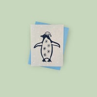 Image 2 of Christmas Penguin Linocut Card