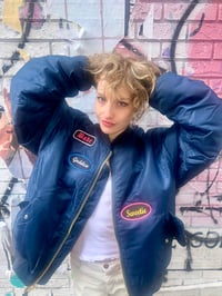 Image 1 of Goddess Babe Embroidery Patch Flight Jacket 🩷🩷💙🧡