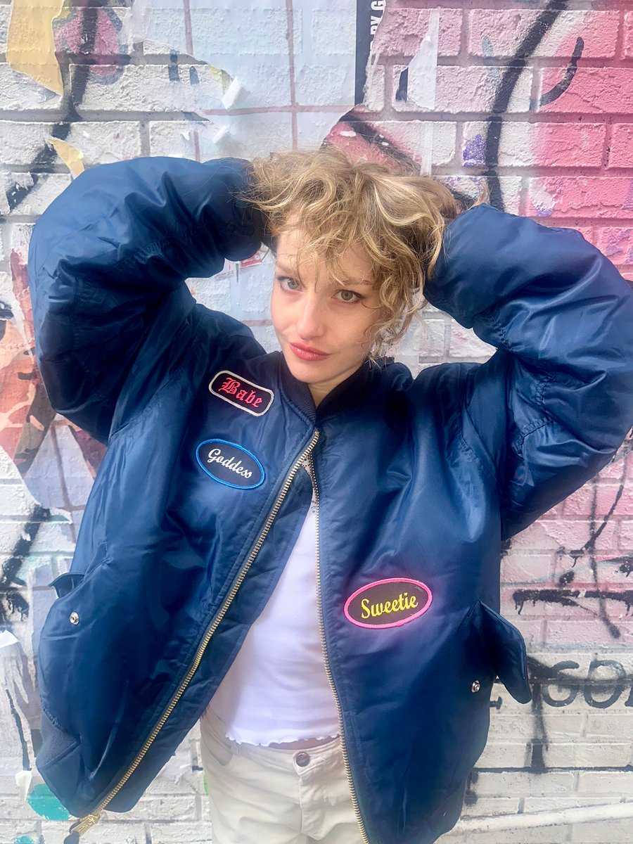 Image of Goddess Babe Embroidery Patch Flight Jacket 🩷🩷💙🧡