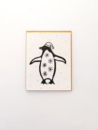 Image 3 of Christmas Penguin Linocut Card