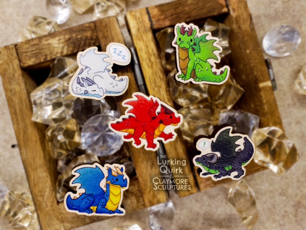 Mini Wooden Dragon Pins