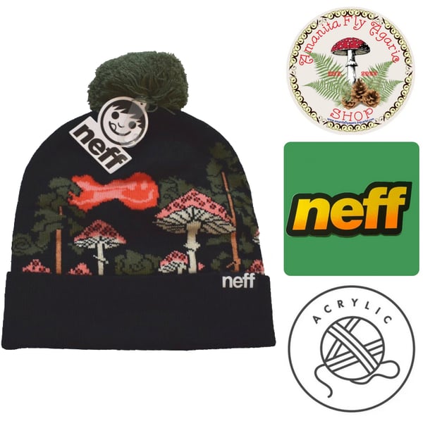 Image of 🍄 Amanita NEFF "Forest Wonder" Cuffed Pom Beanie / Hat  - One Size