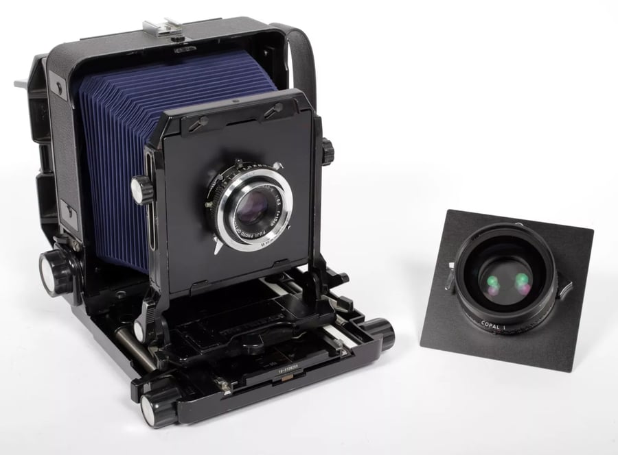 Image of Toyo 45A 4X5 Camera w/ 150mm + 210mm Lenses +Holders +Fresnel +FILM NEW BELLOWS #5720