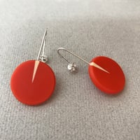 Image 2 of bright orange circle drop earrings