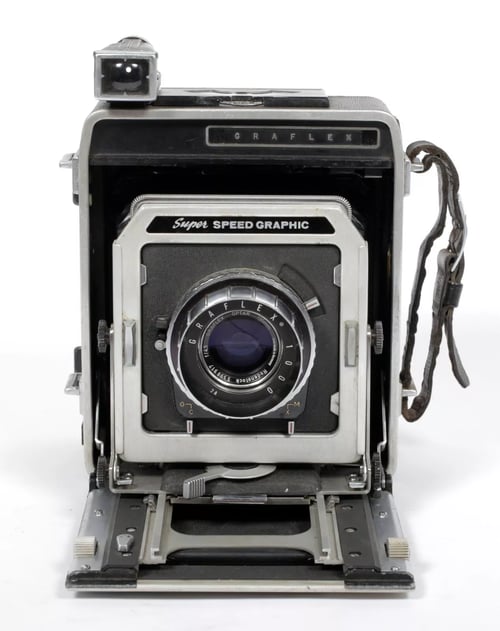 Image of Graflex Super Speed Graphic 4X5 Camera w/ Rodenstock 135mm lens + film + holders  #4823