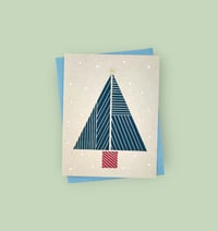 Image 1 of Abstract Christmas Tree Linocut Card