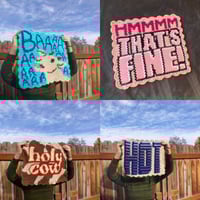 Image 2 of words • baaa, hmmmm that's fine!, holy cow, & hot