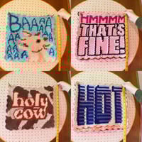 Image 4 of words • baaa, hmmmm that's fine!, holy cow, & hot