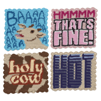 Image 1 of words • baaa, hmmmm that's fine!, holy cow, & hot