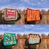 Image 2 of words • love stinks, maybe, no, ohhh rats!