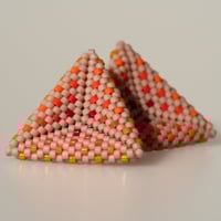 Image 1 of Sunset Ombré Hand-Beaded Earrings