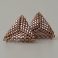 Image 1 of Nude Hand-Beaded Earrings