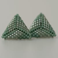 Image 1 of Sea Foam Hand-Beaded Earrings