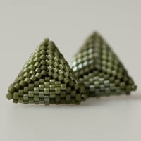 Image 1 of Avocado Hand-Beaded Earrings