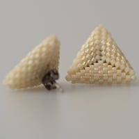 Image 2 of Cream Hand-Beaded Earrings