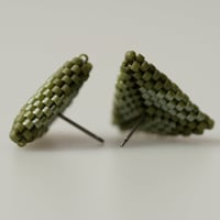 Image 2 of Avocado Hand-Beaded Earrings
