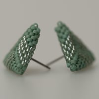 Image 2 of Sea Foam Hand-Beaded Earrings
