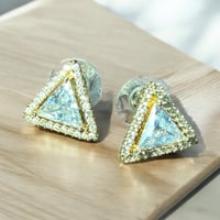 Image 1 of Gold CZ Pyramid Studs