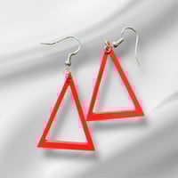 Image 1 of Simple Acrylic Pyramid Dangle Earrings (Red or black)