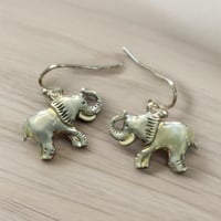 Image 3 of Small Silver Dangle Elephant  Earrings