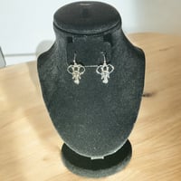 Image 3 of Small Wire Elephant Head Dangle Earrings Silver