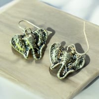 Image 3 of Small Gold Elephant Head Dangle Earrings 