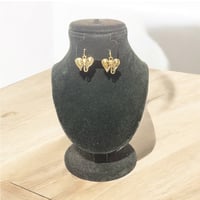 Image 2 of Small Gold Elephant Head Dangle Earrings 