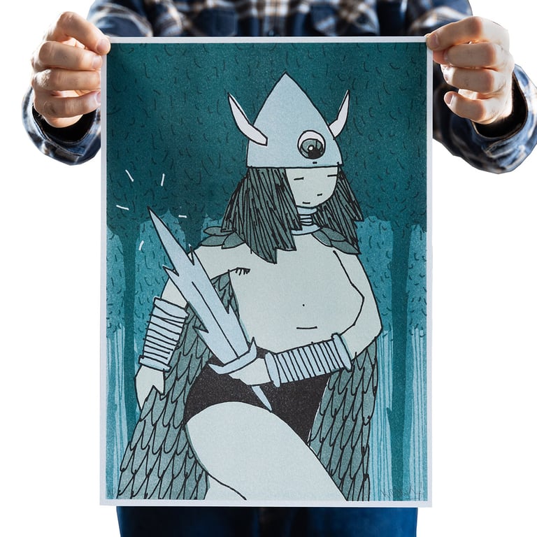 WOODLAND VALKYRIE - limited edition riso print