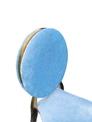 Image of Baby blue velvet lux chair with Gold stainless steel frame 
