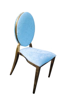 Image of Baby blue velvet lux chair with Gold stainless steel frame 