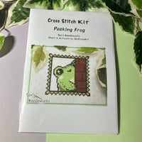 Image 1 of Cute Peeking Frog Cross Stitch Kit