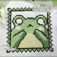 Cute Sad Frog Cross Stitch Pattern