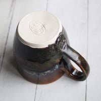 Image 10 of Amber Brown, and Matte Black Pottery Mug, 12 oz. Handcrafted Coffee Cup, Made in USA