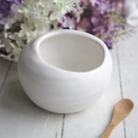 Image 2 of Salt Cellar in Matte White Glaze, Handcrafted Stoneware Pottery Salt Pig, Made in USA