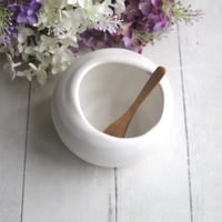 Image 3 of Salt Cellar in Matte White Glaze, Handcrafted Stoneware Pottery Salt Pig, Made in USA