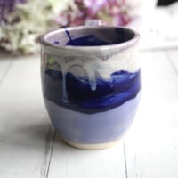 Image 3 of Stoneware Mug in Dripping Blue and Purple Glazes, 13 oz. Handmade Pottery Coffee Cup, Made in USA