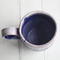 Image 8 of Stoneware Mug in Dripping Blue and Purple Glazes, 13 oz. Handmade Pottery Coffee Cup, Made in USA