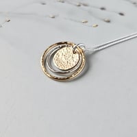 Image 1 of Gold & silver two tone circle disc necklace
