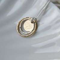 Image 2 of Gold & silver two tone circle disc necklace