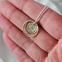 Image 4 of Gold & silver two tone circle disc necklace