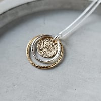 Image 3 of Gold & silver two tone circle disc necklace