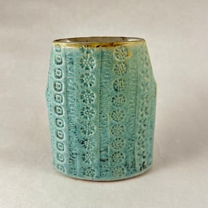 Image of Turquoise Stamped vase