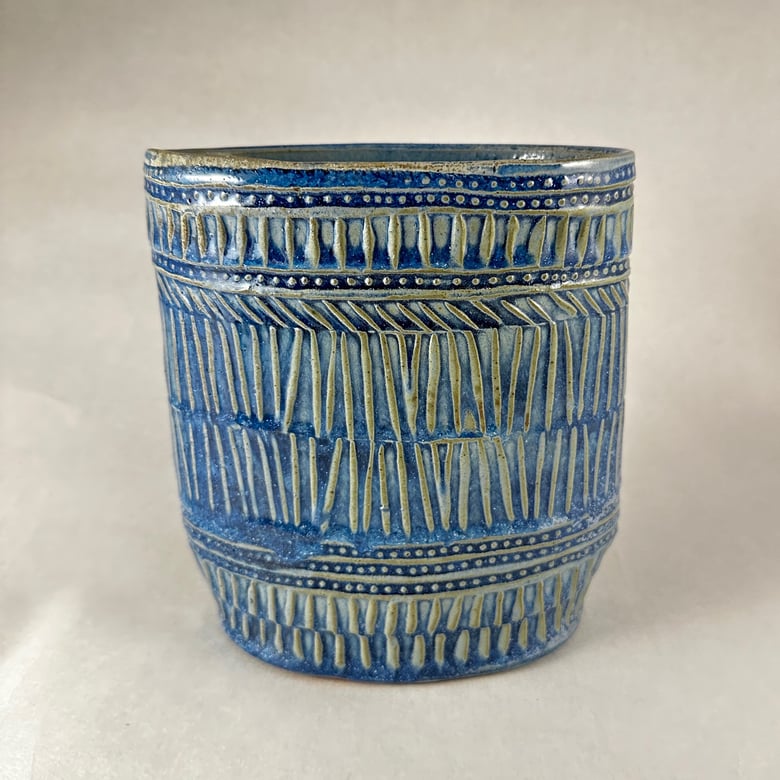 Image of Blue Stamped Vase