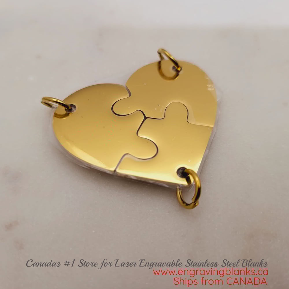 Image of Laser Engravable Charms for Family of 3 / 3 Friends HEART Family  Keychain & Necklace - Gold Color